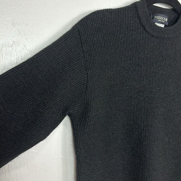 Missouri Italian Black Wool Blend High Neck Pullover Sweater Size L - Picture 3 of 10